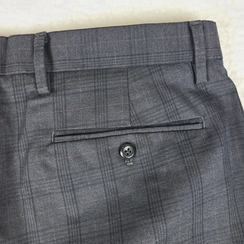 Banana Republic Pants Mens 34x34 Dark Gray Plaid Slim Tapered Fit Dress Slacks